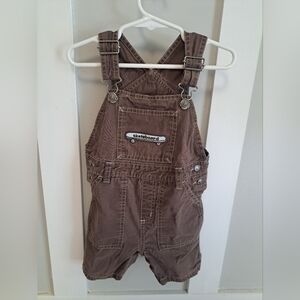 Gymboree Brown Shortalls – “Skateboard” Embroidered Pocket – Size 18-24 Months